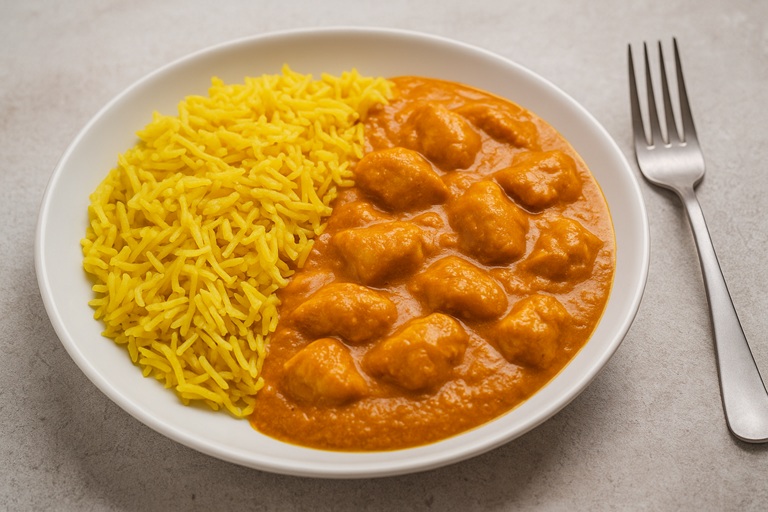 Curry and rice plate